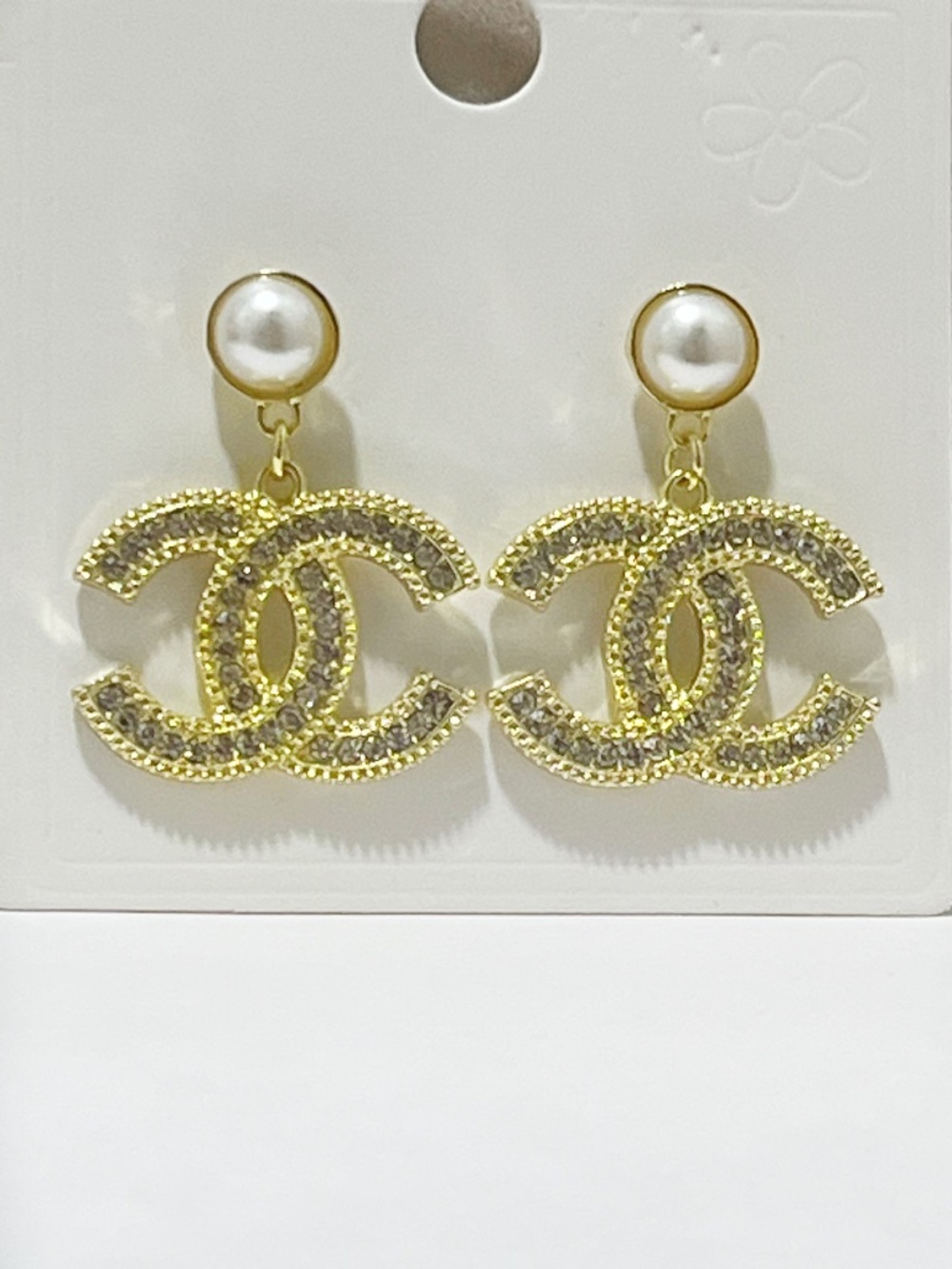 CC Gold Faux Pearl Earrings (C-25)